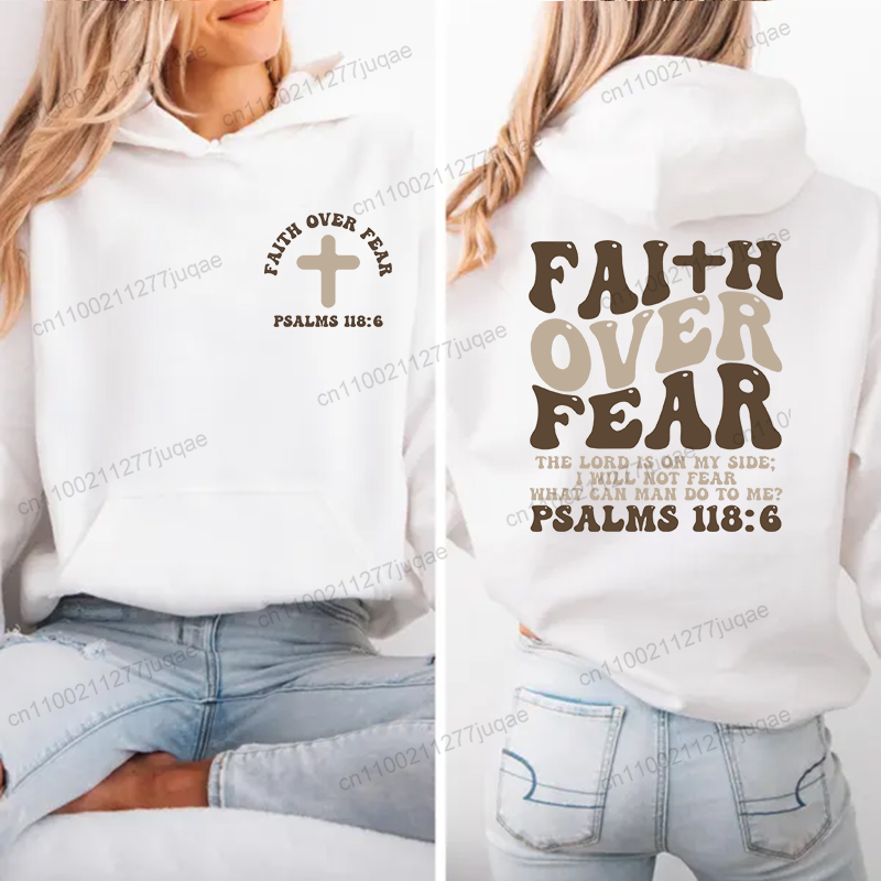 Women Fashion Over The Years - Faith Over Fear Print Sweatshirt Women