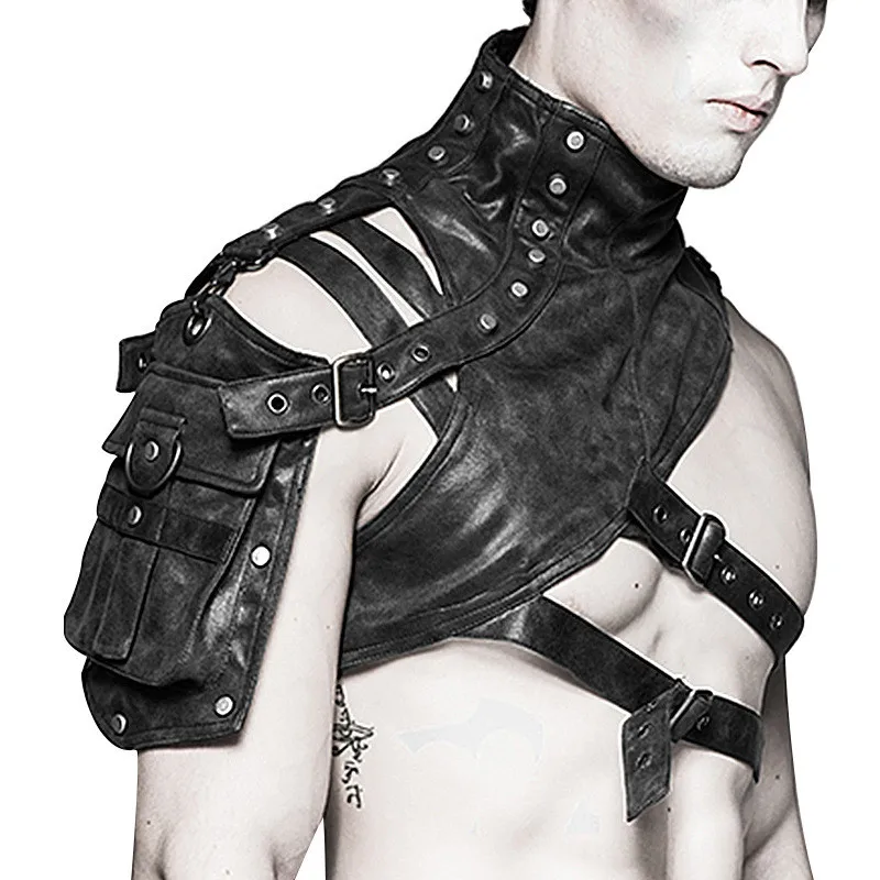 Women Fashion Jackets - Steampunk Medieval Leather Armor One Shoulder