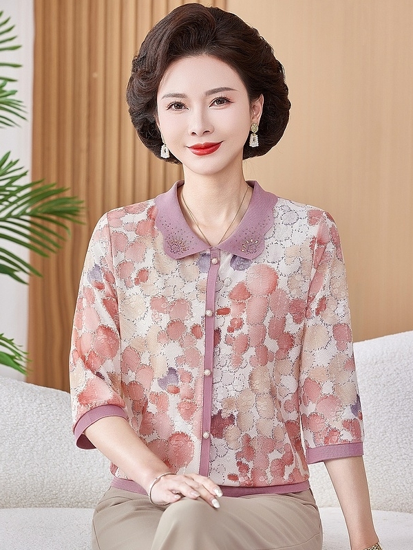 Women Fashion Over The Years - Ice Silk Elastic Printed Short Shirt