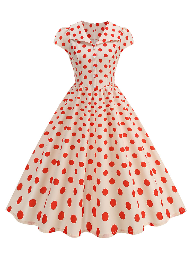 Women'S Fashion Of The 50S - Women's Polka Dot Summer Dress 50s