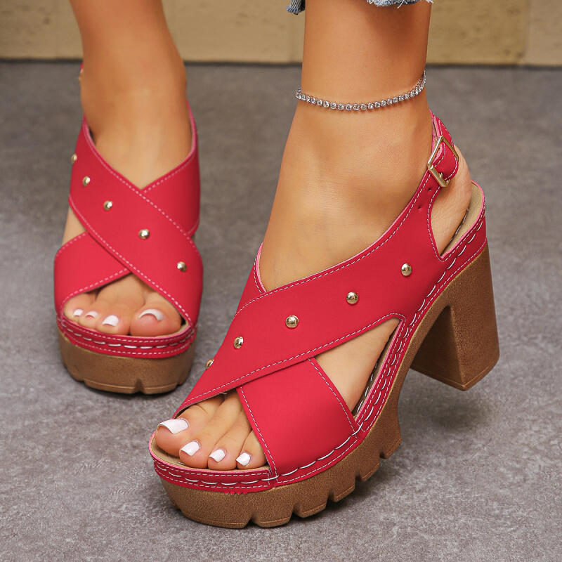 Women'S Fashion Spring Summer 2026 - Vintage Super High Heel Cross Strap