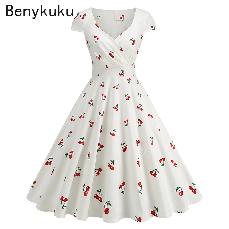 Print Cherry Sunflower 50s 60s - đánh giá và giá Women'S Fashion Of The 50S