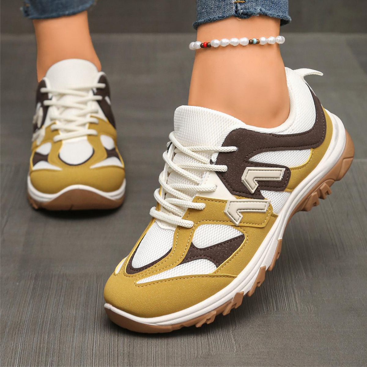 Fashion Gray Yellow Mix Color  - đánh giá và giá Women'S Yellow Fashion Sneakers