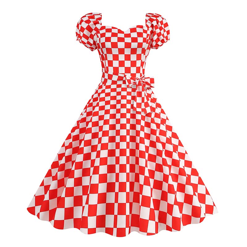 Plaid Print Retro Women Dress  - đánh giá và giá Women'S Fashion Of The 50S