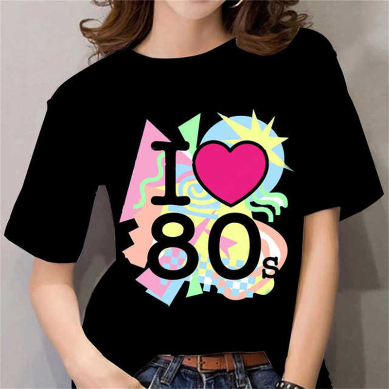 80s Womens T Shirt Femal Black - đánh giá và giá Women'S Fashion In The 80S