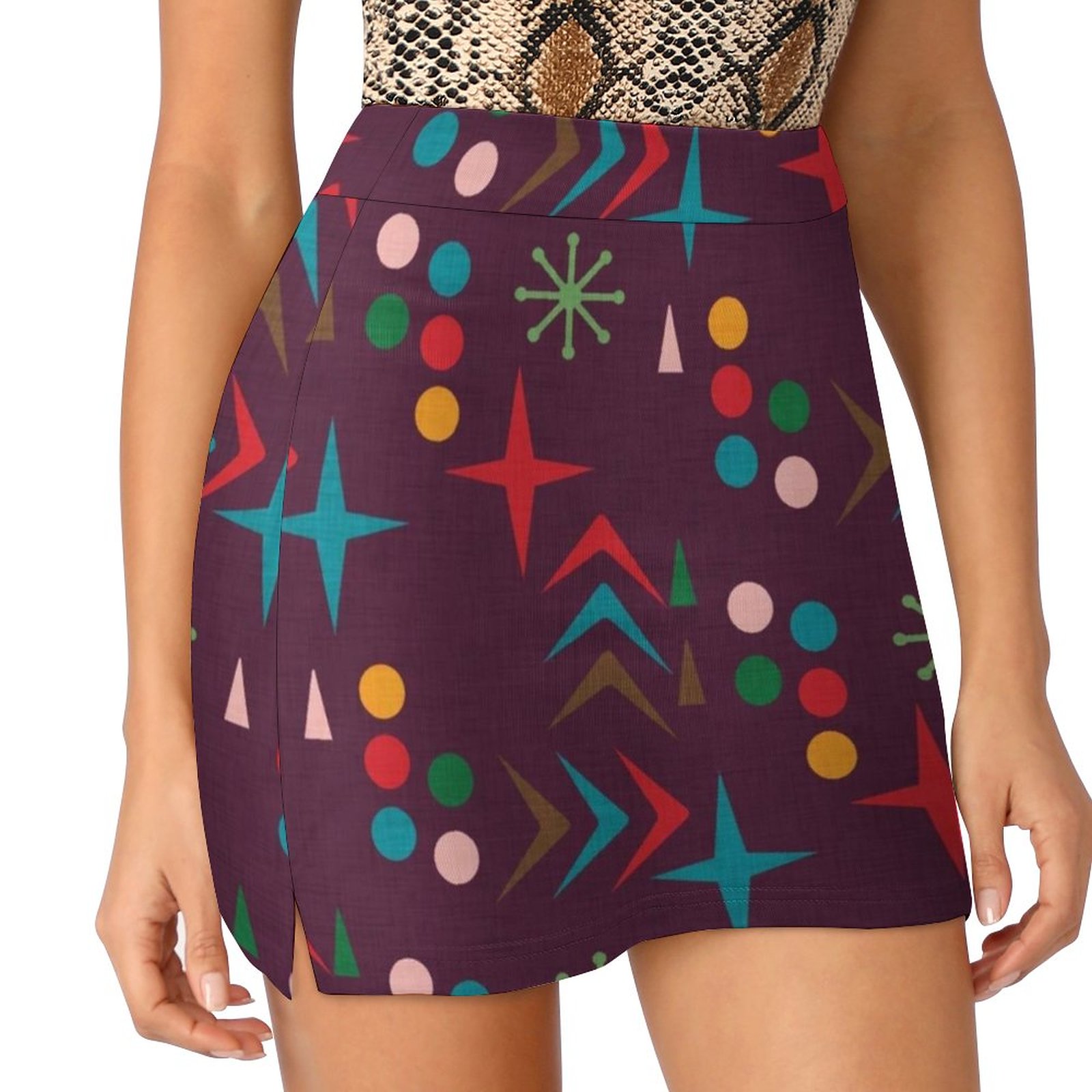 Atomic Pattern Purple Mid Cent - đánh giá và giá Women'S Fashion Of The 50S